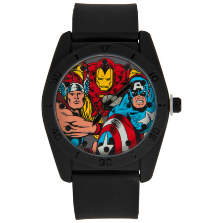 Marvel Comics Classic Avengers Characters Watch with Rubber Strap